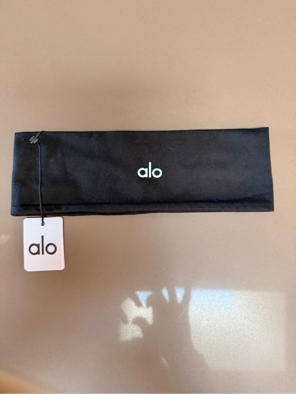ALO Yoga Black Kids Headband with White Logo